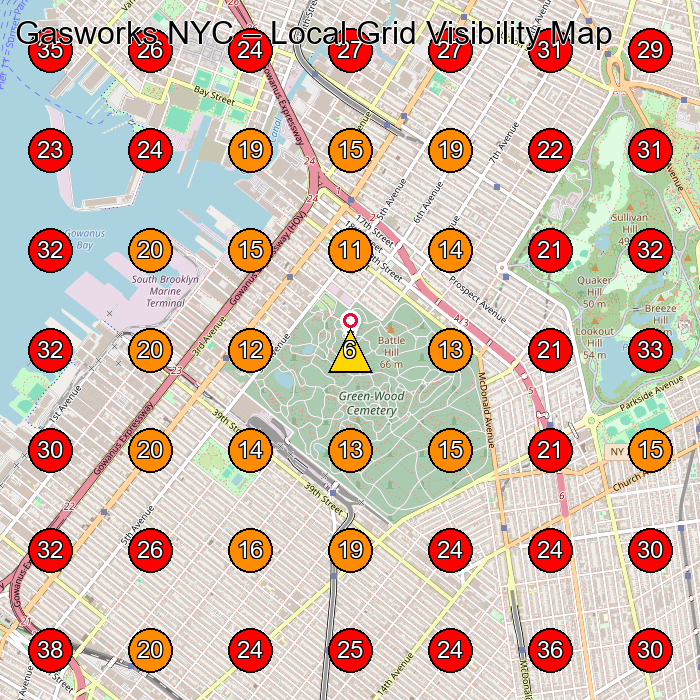 Gasworks NYC GeoGrid visibility map for Pottery Classes in Brooklyn